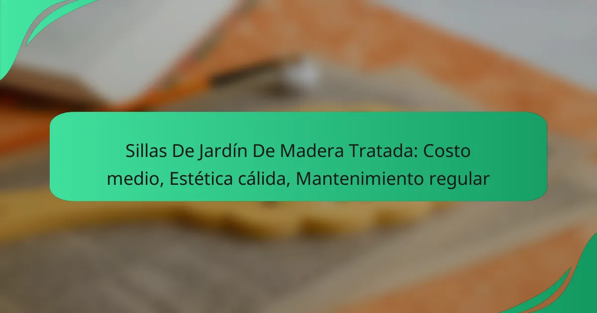 Sillas De Jardín De Madera Tratada: Costo medio, Estética cálida, Mantenimiento regular