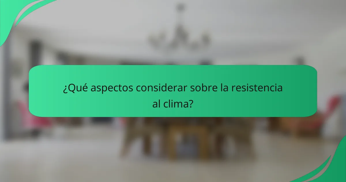 ¿Qué aspectos considerar sobre la resistencia al clima?